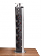 Встраиваемая выдвижная розетка CorePort (5 розеток, 2 USB-A, 1.8м кабель)